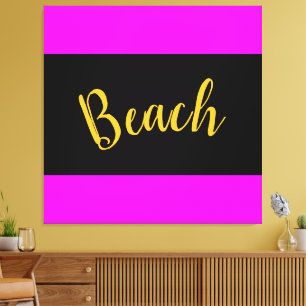 BEACH Fun kühne leuchtend tropisch rosa schwarze S Leinwanddruck
