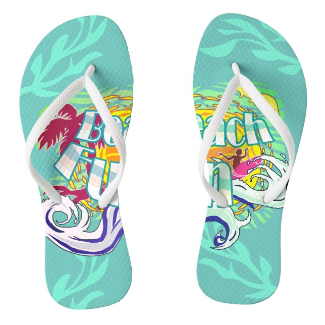 Beach Fun Surfer Aquamarine Flip Flops (Fußbett)