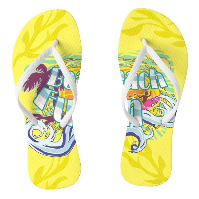 Beach Fun Surfer Gelbe Flip Flops (Fußbett)