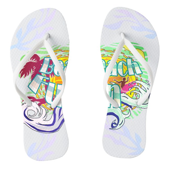 Beach Fun Surfer White Flip Flops (Fußbett)