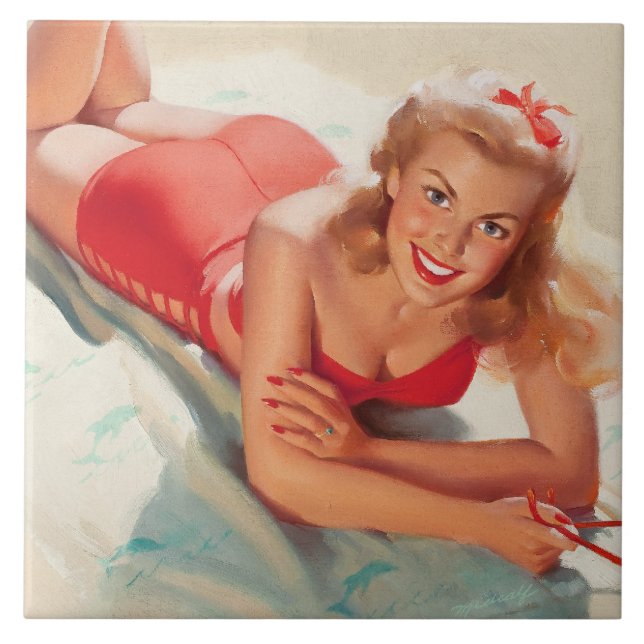 Beach Girl Fliese (Vorderseite)