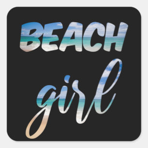 Beach Girl Quadratischer Aufkleber