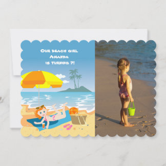 Beach Girl Sommergeburtstag Foto Einladung