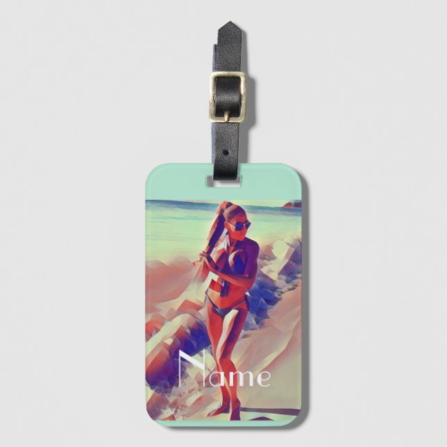 Beach Girl Thunder_Cove Gepäckanhänger (Vorderseite Vertikal)
