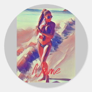 Beach Girl Thunder_Cove Runder Aufkleber