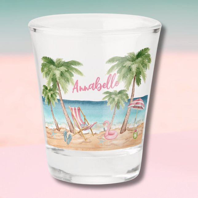Beach Girls Weekend Junggeselinnen-Abschied Schnapsglas (Watercolor Beach Shot Glass )