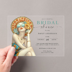 Beach Glam am Sea Brautparty Pool Party Acryleinladungen