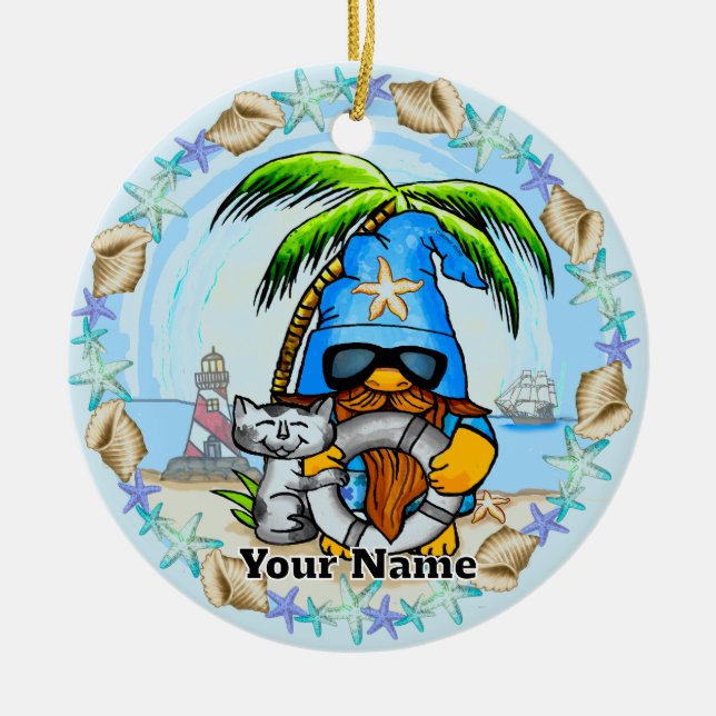 Beach Gnom Keramik Ornament (Vorne)