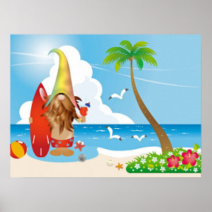 Beach Gnome Art Poster