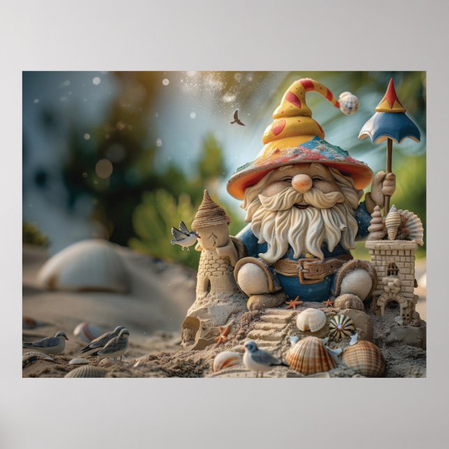 Beach Gnome auf einem Strandtrommel Poster (Vorne)