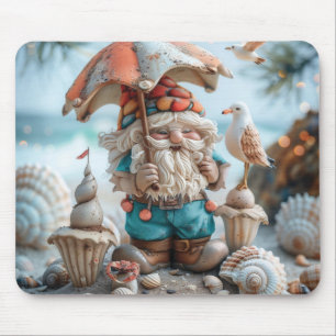 Beach-Gnome mit Regenschirm Mousepad
