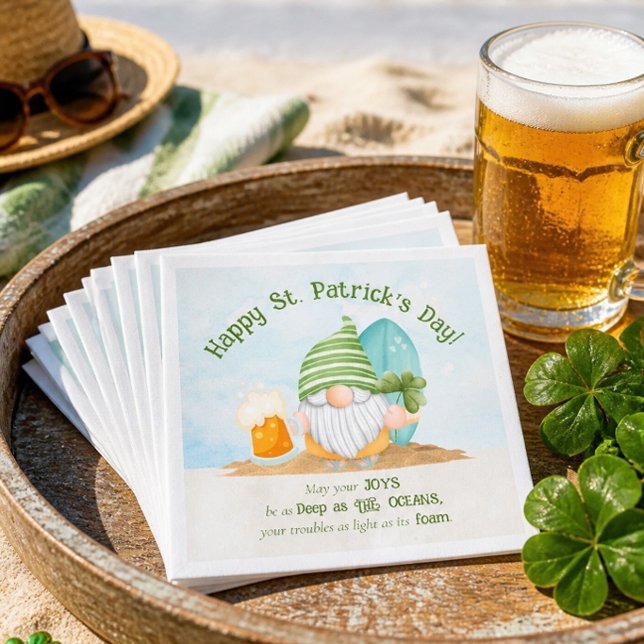 Beach Gnome St Patrick's Day Paper Napkin Serviette (Von Creator hochgeladen)