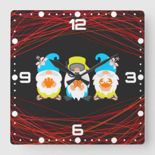 Beach Gnomes-52521 Quadratische Wanduhr