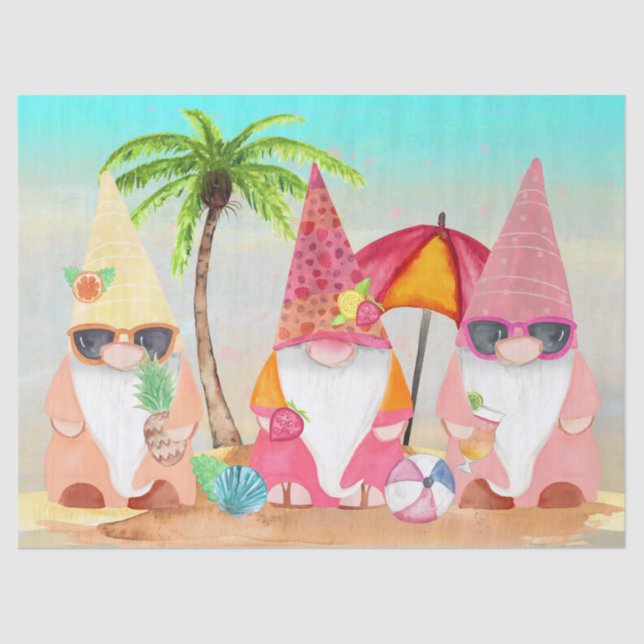 Beach Gnomes Decoupage Seidenpapier (Vorderseite)