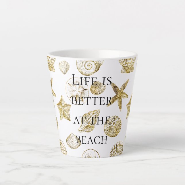 Beach-Gold-Muscheln Milchtasse (Vorderseite)