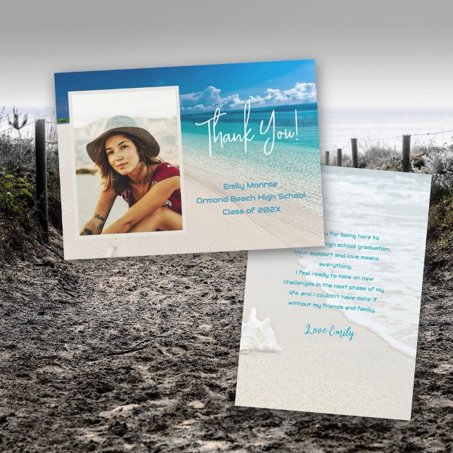 Beach Grad Foto Danke Message Card Einladung (Von Creator hochgeladen)