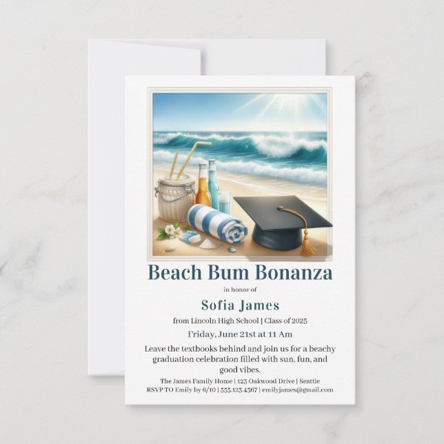 Beach Graduation Party Invitation Einladung (Vorderseite)