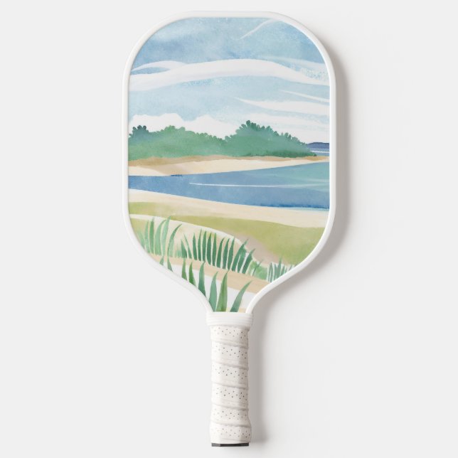 Beach Grass Bay | Watercolor Ocean Coastal Sea Pickleball Schläger (Vorderseite)