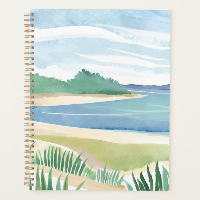 Beach Grass Bay | Watercolor Ocean Coastal Sea Planer (Vorderseite)