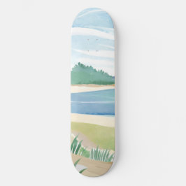 Beach Grass Bay | Watercolor Ocean Coastal Sea Skateboard