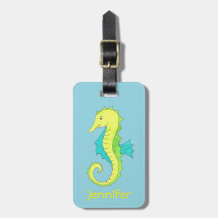Beach Green Blue Seepferd Sea Horse Personalisiert Gepäckanhänger