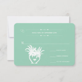 Beach Green Palm Tree Destination Chalkboard RSVP Karte
