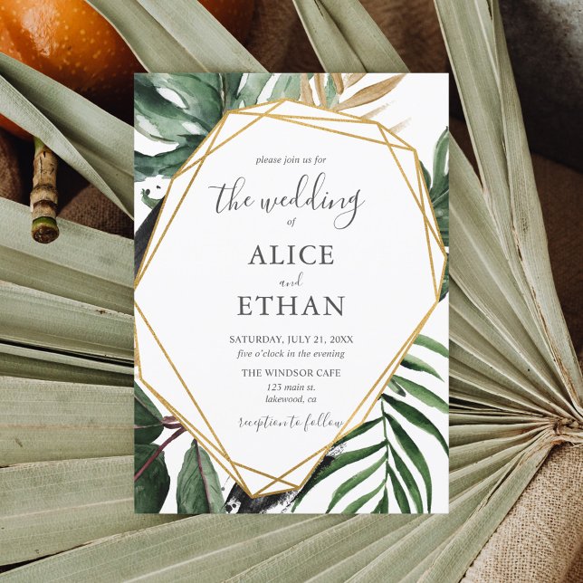 Beach Greenery Script Wedding Einladung (Von Creator hochgeladen)