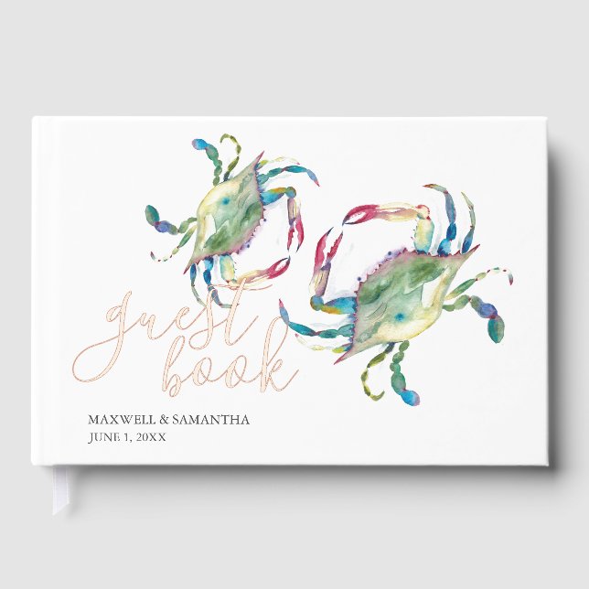 Beach Guest Book Watercolor Crabs Gästebuch (Vorderseite)