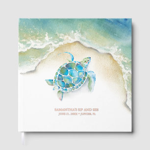 Beach Guest Book Watercolor Sea Turtle Gästebuch