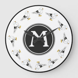 Beach Gull Seagull New York Pigeon Bird Initial Große Wanduhr