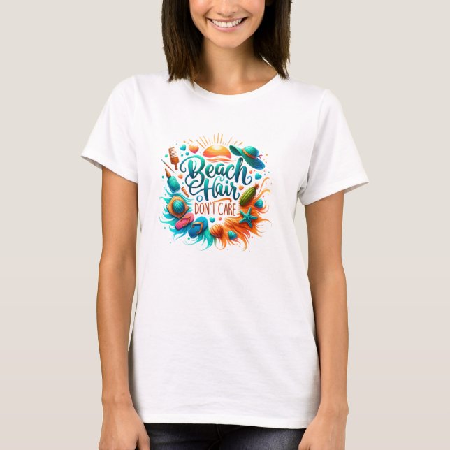 Beach Hair Keine Sorge Shirt - farbenfrohe Sommerk (Vorderseite)