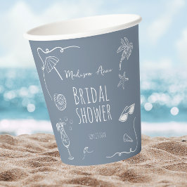Beach HandDrawn Doodle Illustrations Bridal Shower Pappbecher