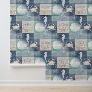 Beach Happy Place Blue Aqua Wallpaper Tapete