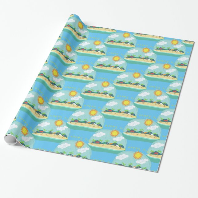 Beach Happy Place Thunder_Cove Geschenkpapier (Ungerollt)