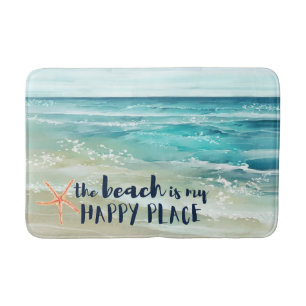 Beach Happy Place Wasserfarbe Waves Küste Badematte