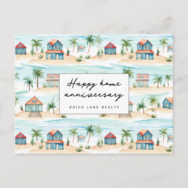 Beach Happy Zuhause Anniversary Realty Postkarte (Vorderseite)