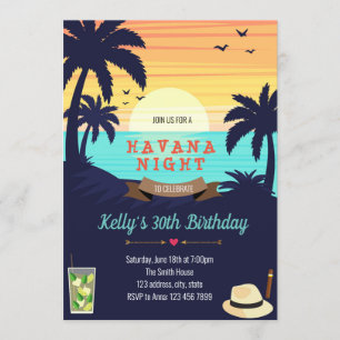 Beach Havana Party Einladungskarte Einladung