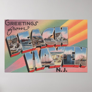 Beach Haven, New Jersey - Große Buchstabenszenen Poster