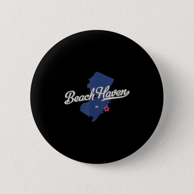 Beach Haven New Jersey Nj Karte Button (Vorderseite)