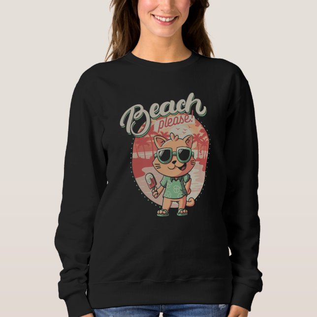 Beach Hawaiian Vacations Vibes Cat  Summer Sweatshirt (Vorderseite)