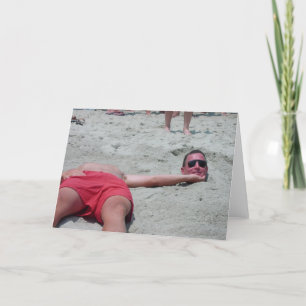 Beach Head Funny Vacation Greeting Card (Blank) Karte