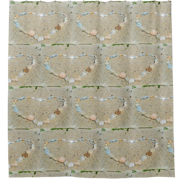 Beach Heart Art Duschvorhang (Vorderseite)