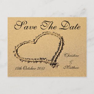 Beach Heart - Sand Save the Date Ankündigungspostkarte