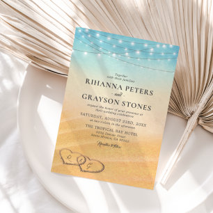 Beach Heart Shore Wedding Einladung