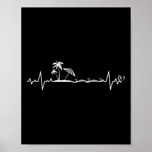 Beach Heartbeat Vacay Lässig Sommer Frauen Vaca Poster