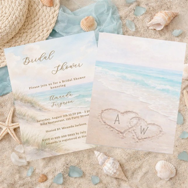 Beach hearts initials Bridal Shower invitation (Von Creator hochgeladen)