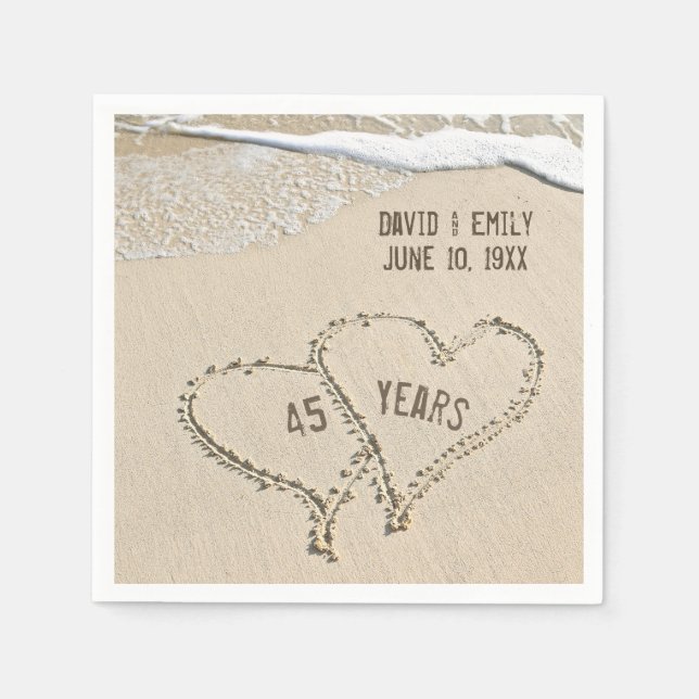 Beach Hearts Napkins, 45 Jahre alt Serviette (Vorderseite)
