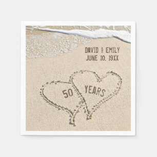Beach Hearts Napkins, 50 Jahre alt Serviette