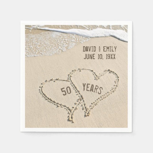 Beach Hearts Napkins, 50 Jahre alt Serviette (Vorderseite)