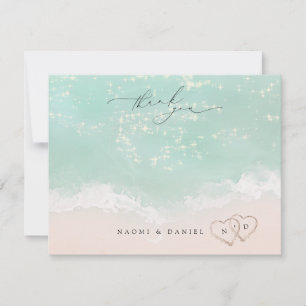 Beach Hearts Vielen Dank Personalisiert Stationery Mitteilungskarte